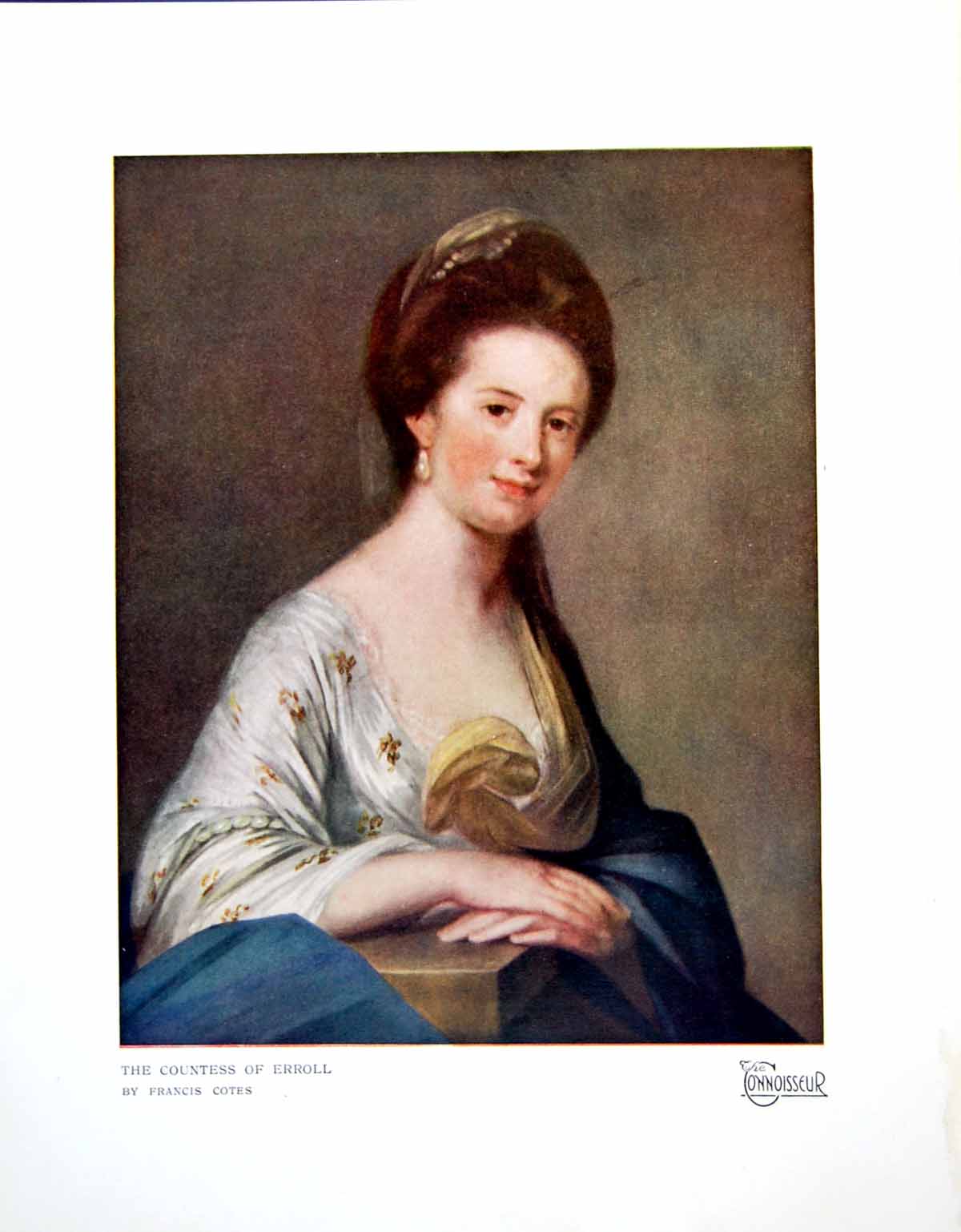 Original Old Vintage Print The Countess Erroll By Francis Coutts Blue Wrap 1920