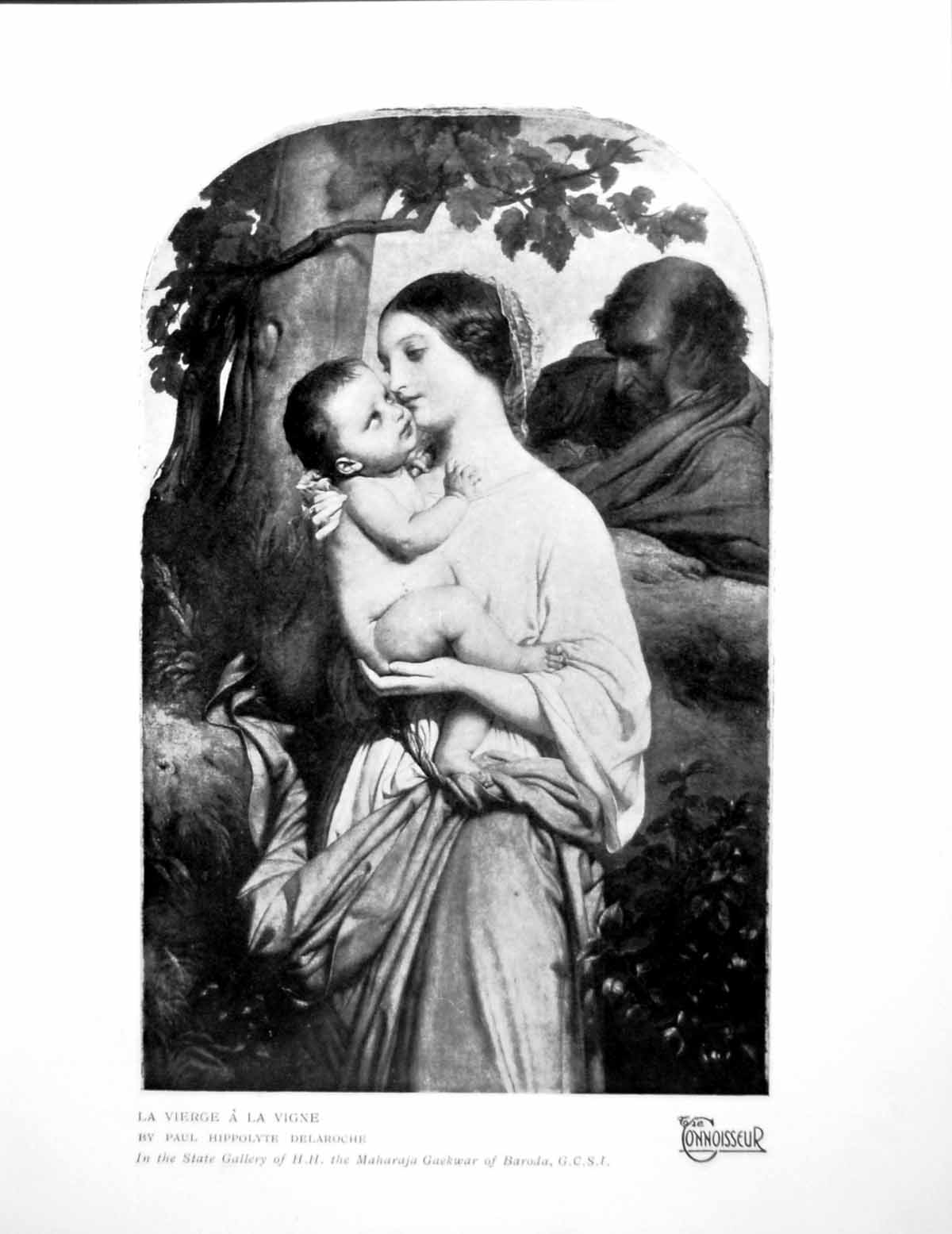 Original Old Vintage Print La Vierge A La Vigne Paul Hippolyte Delaroche 1920