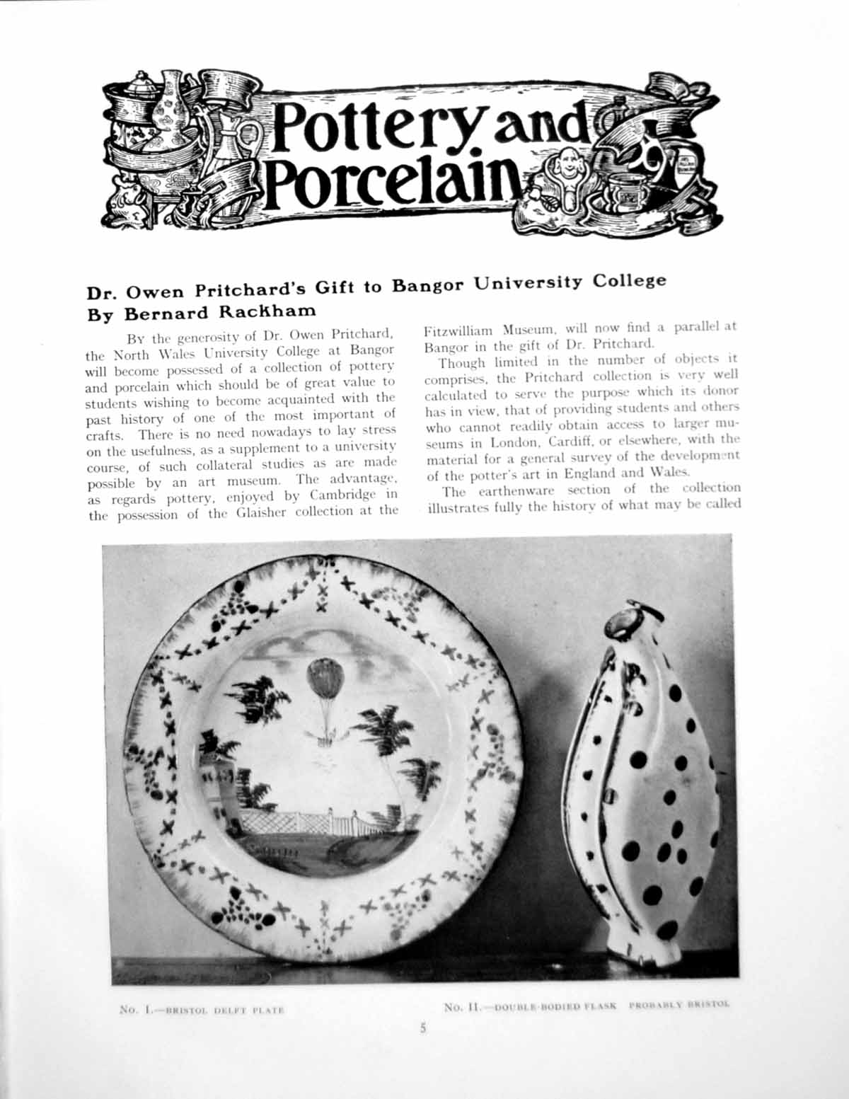Old Print Dr Owen Pritchard'S Gift Bangor University CollegePages 1920
