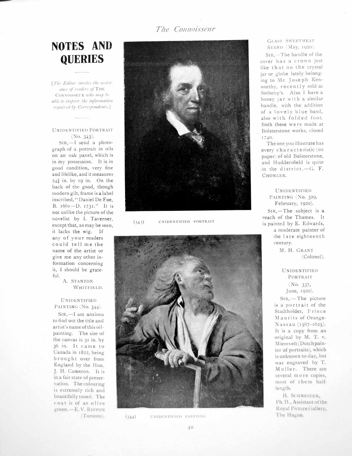 Old Notes Queries Unidentified Portrait Painting C 18th ArtPage 1920