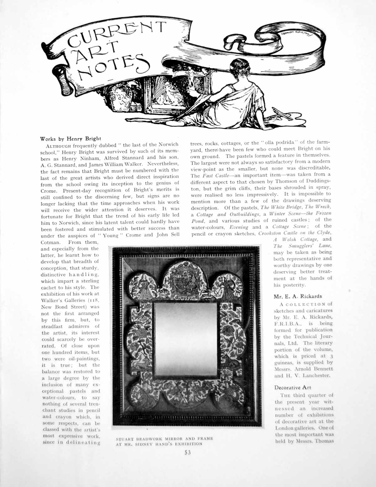 Antique Old Print Art Notes Stuart Beadwork Mirror Frame CushionPages 1920