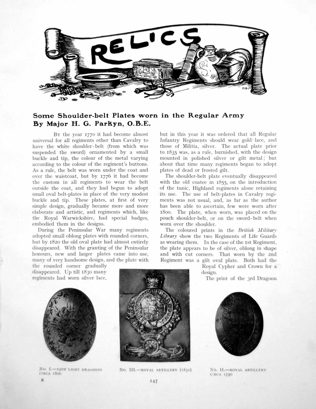 Old Print Some Shoulder-Belt Plates Worn In The Regular ArmyPages 1920