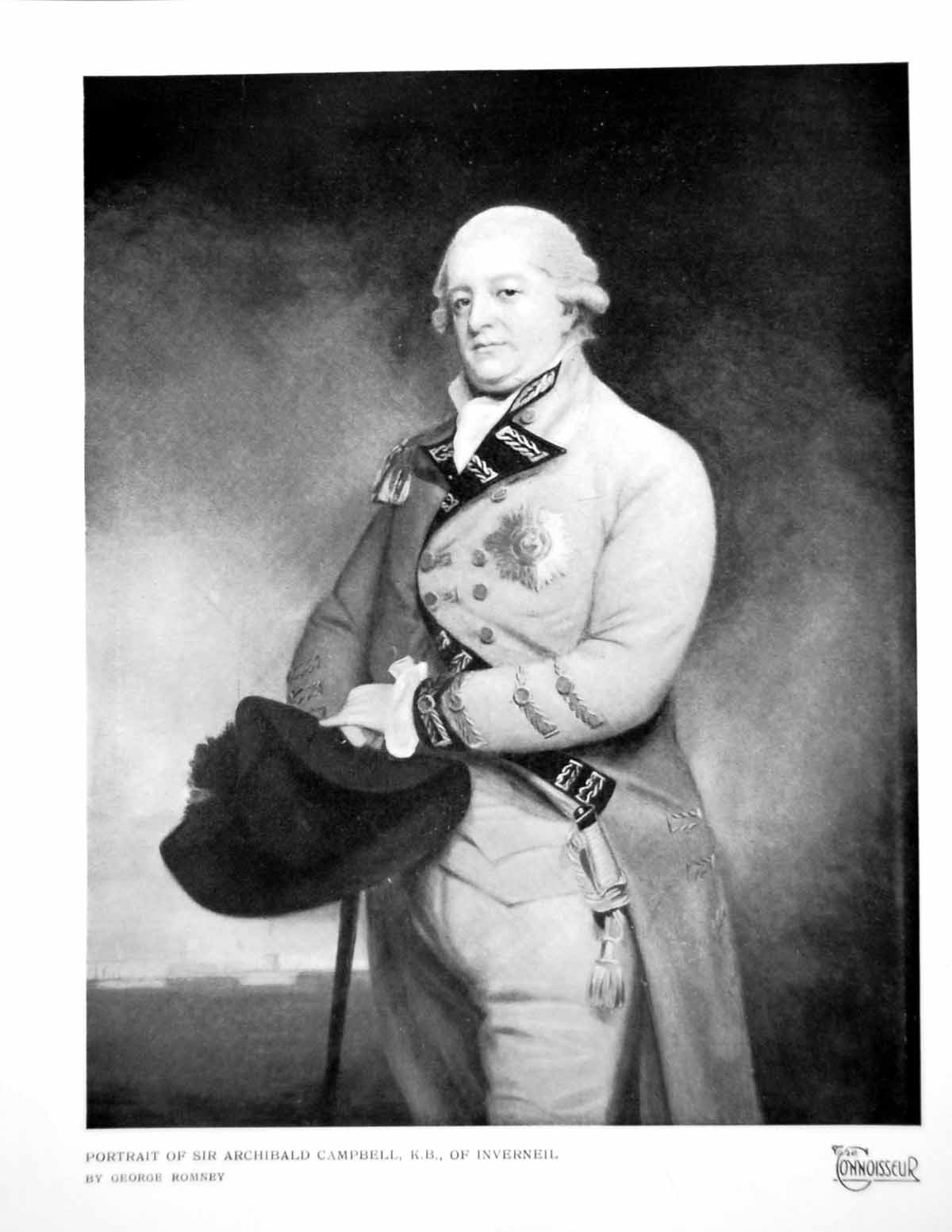Antique Old Print Portrait Sir Archibald Campbell Kb Inverneil G Romney 1920