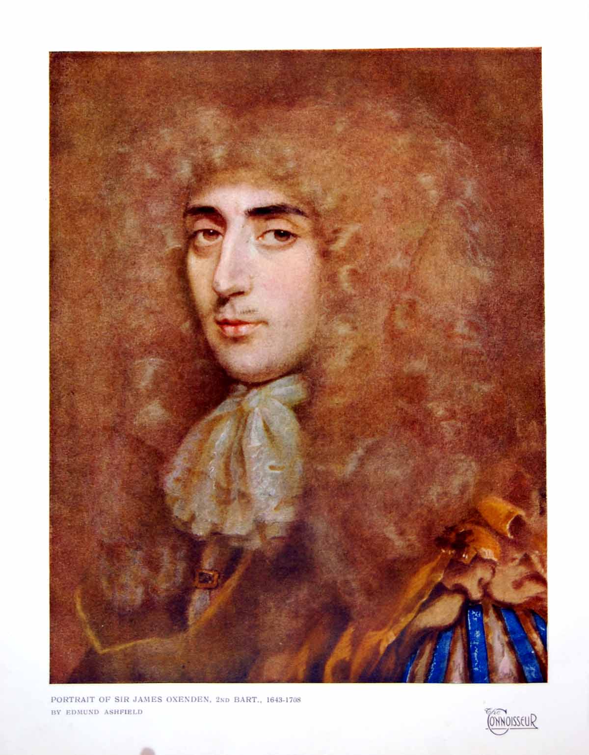 Antique Old Print Portrait Sir James Oxenden 2Nd Bart By Edmund Ashfield 1920
