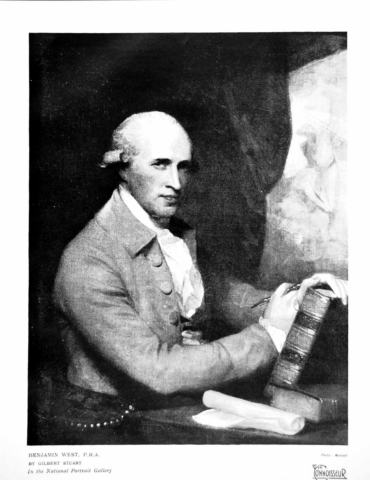 Old Print Benjamin West Pra Gilbert Stuart National Portrait Gallery 1920 20th