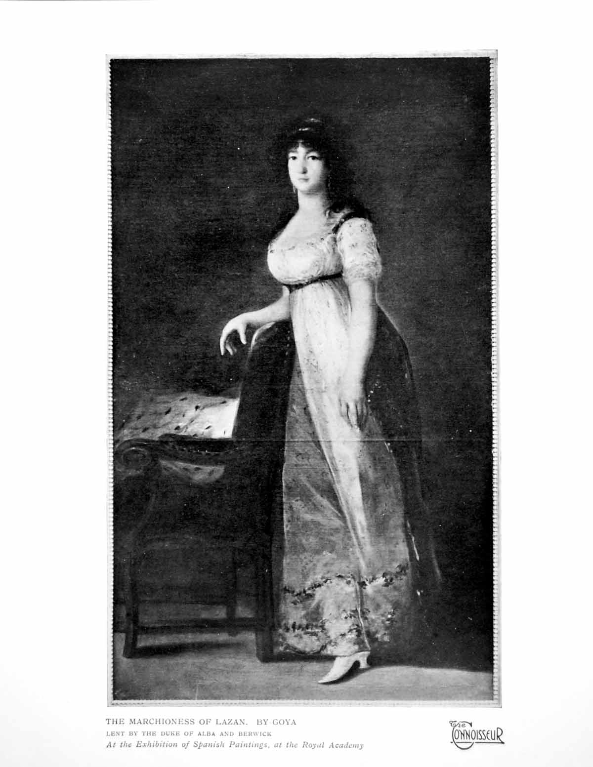 Original Old Vintage Print The Marchioness Lazan By Goya Exhibition R.A. 1920