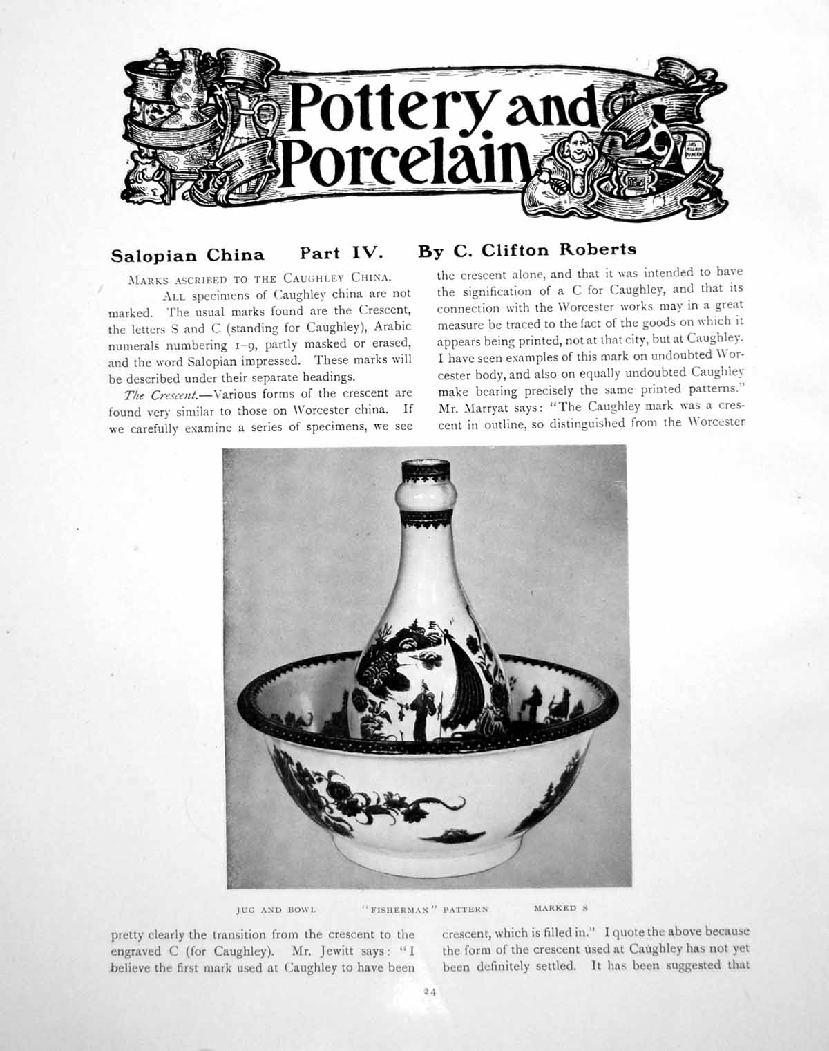 Antique Old Print Salopian China Part Iv Marks Caughley ChinaPages 1921