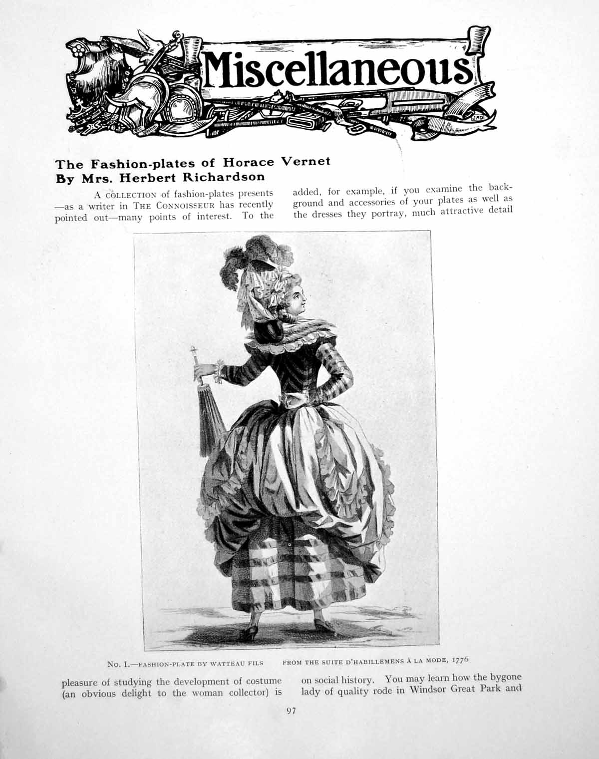 Antique Old Print The Fashion-Plates Horace Vernet Watteau FilsPages 1921