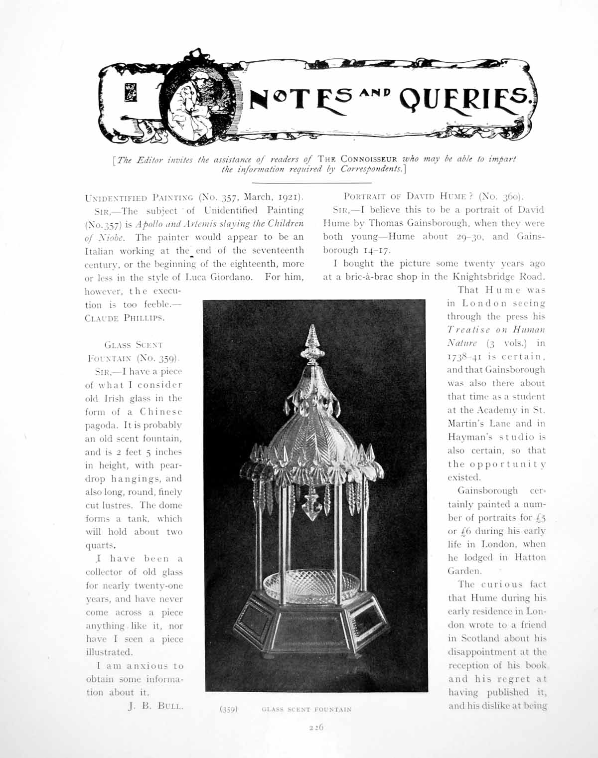 Antique Old Print Notes Glass Scent Fountain Portraits P SidneyPage 1921