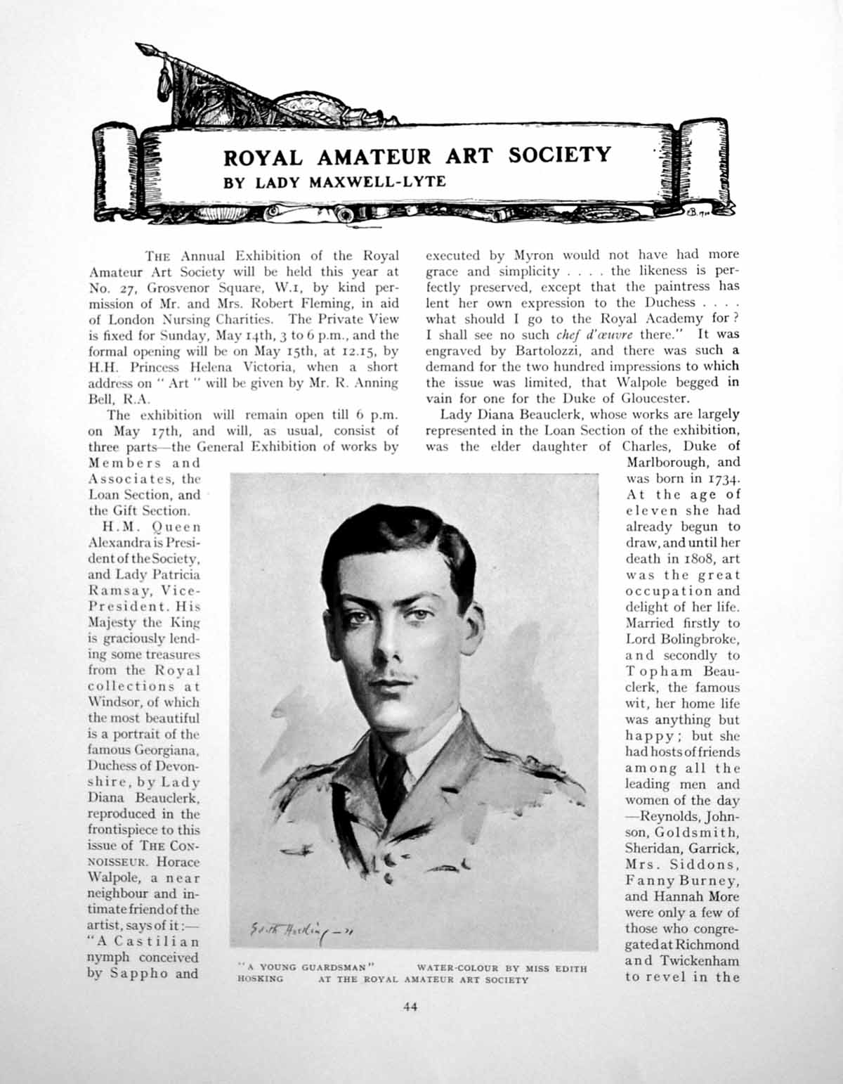 Antique Old Print Royal Amateur Art Society Guardsman E HoskingPages 1922
