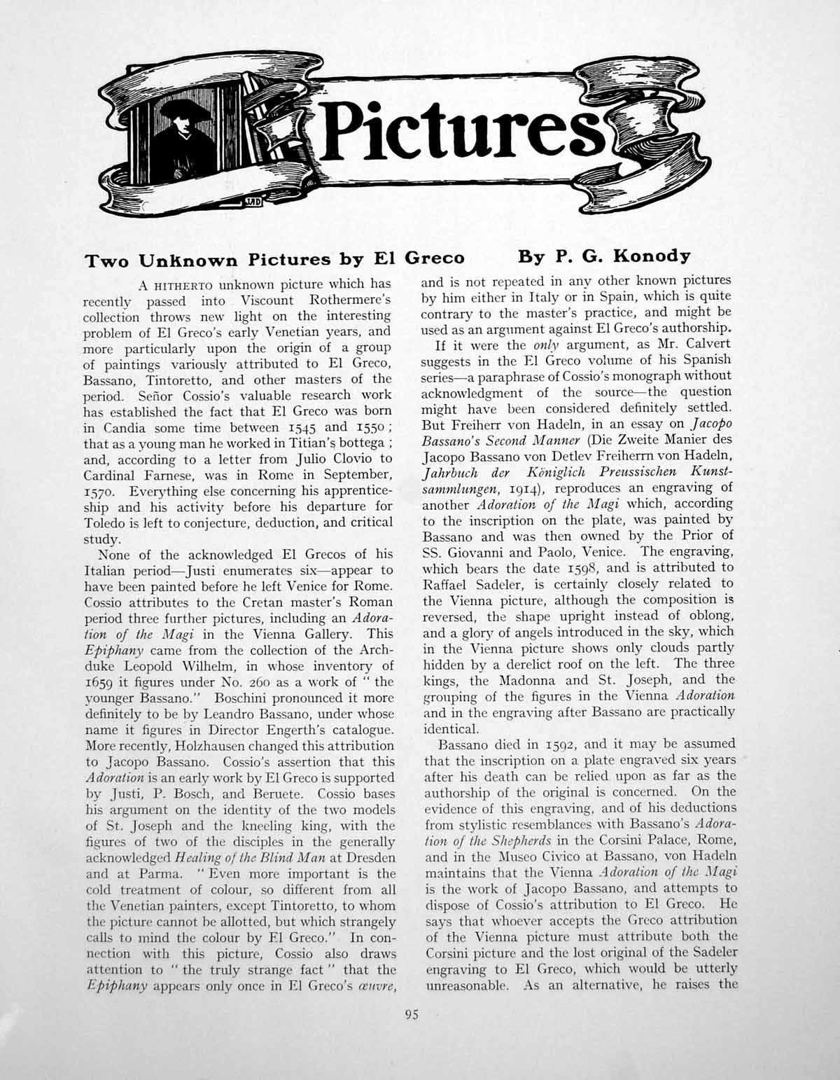 Antique Old PrintUnknown Pictures El Greco The Adoration MagiPages 1922