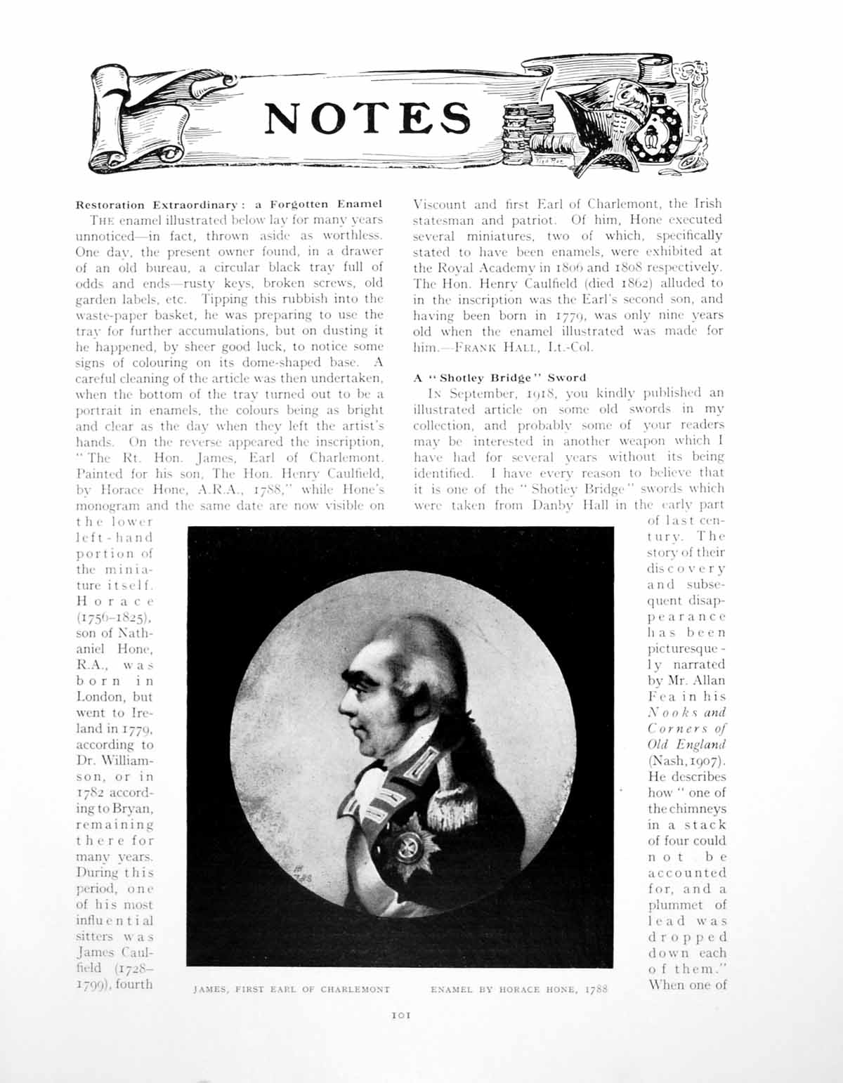 Antique Old Print Notes Enamel James 1St Earl Charlemont StelaPages 1922