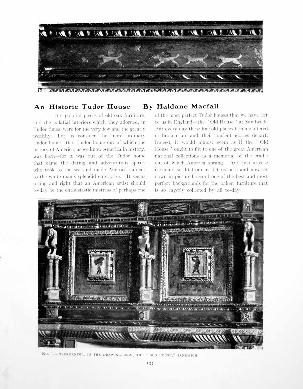 Original Old Vintage Print An Historic Tudor House House SandwichPages 1922