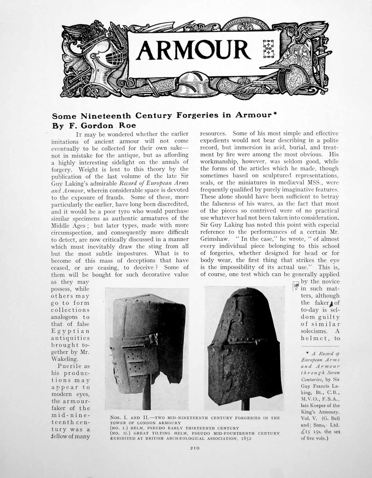 Antique Old Print Some Nineteenth Century Forgeries In ArmourPages 1922