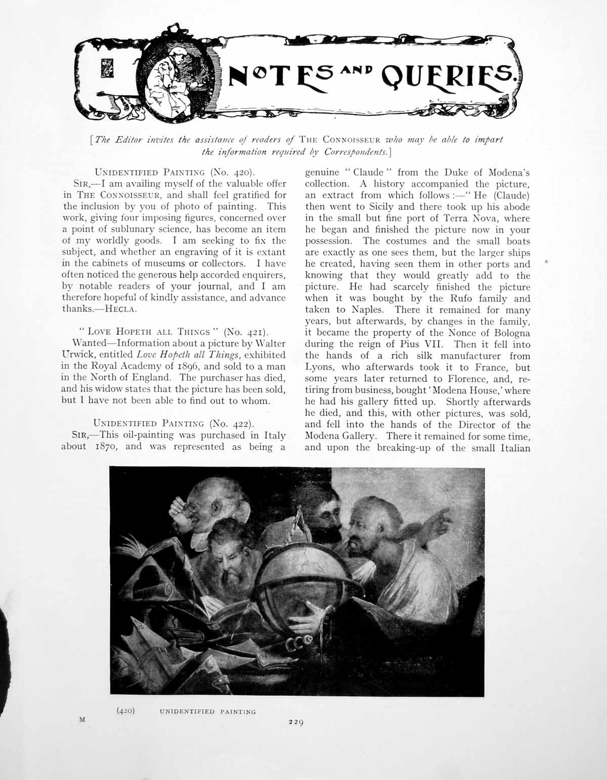 Old Print Notes Queries Unidentified Paintings The NativityPages 1922
