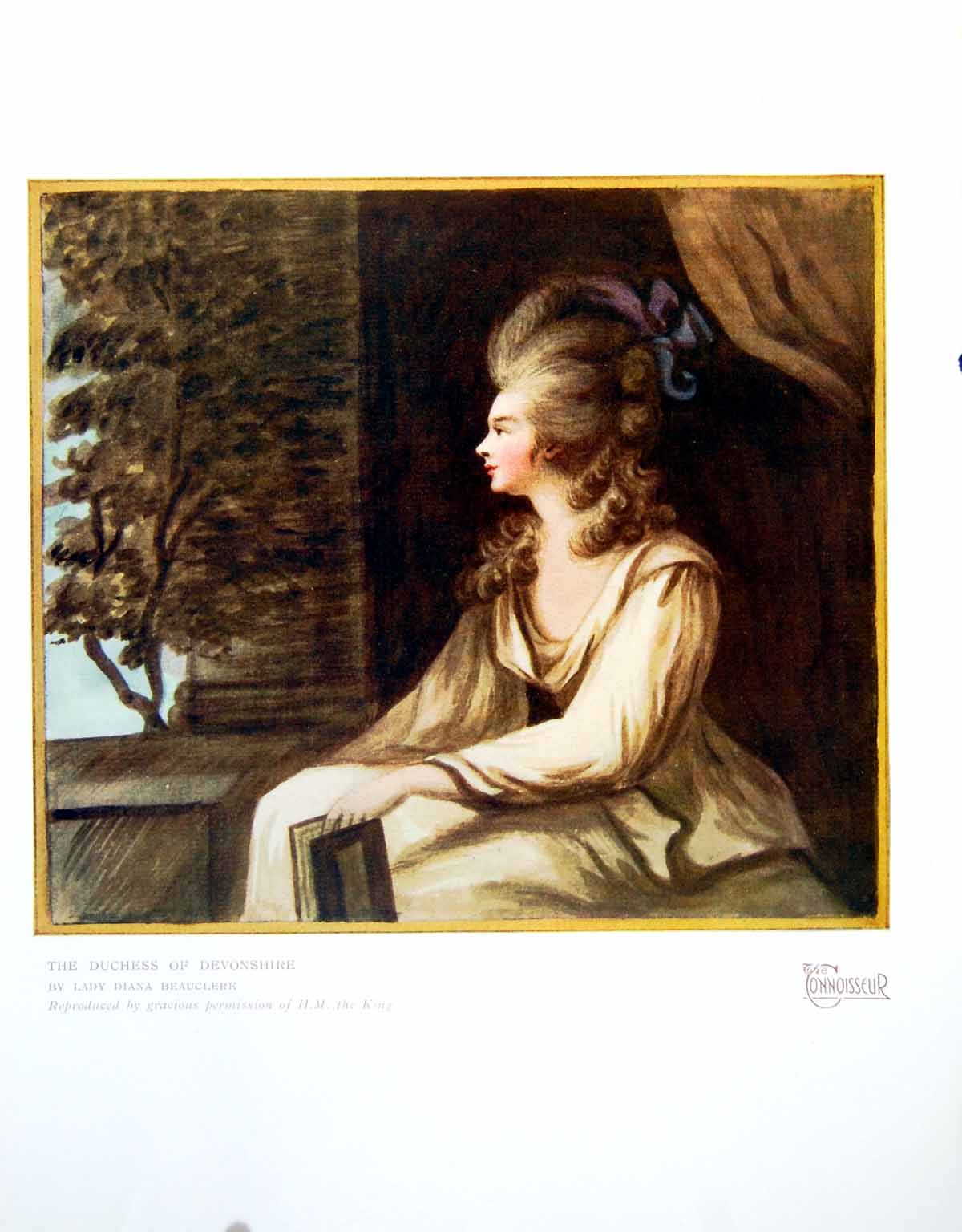 Original Old Vintage Print The Duchess Devonshire By Lady Diana Beauclerk 1922