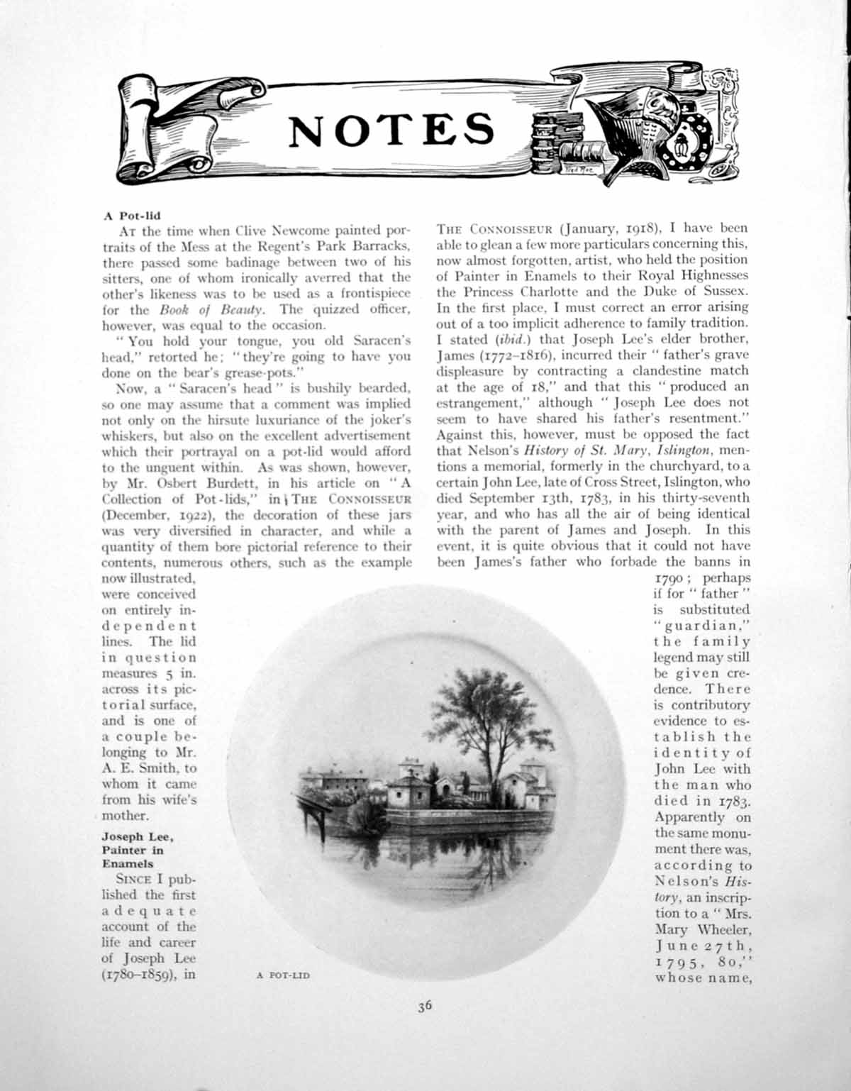 Antique Print Notes A Pot Lid Joseph Lee Unidentified PaintingPages 1923