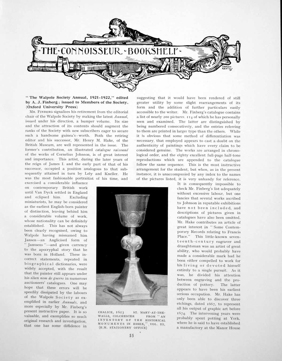Old Print Bookshelf Chalice Panelling Tolleshunt D'Arcy HallPages 1923