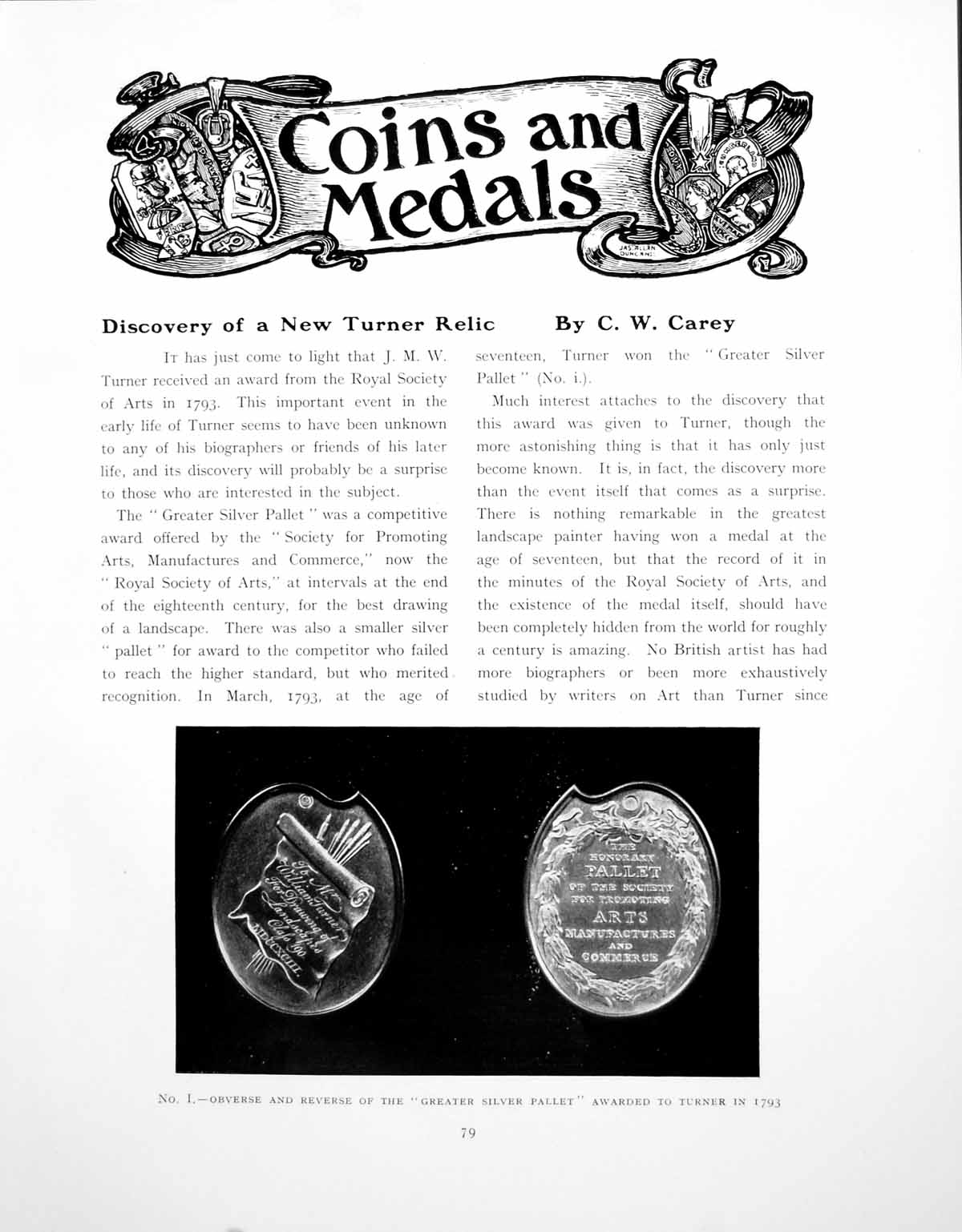 Antique Print Coins Medals Discoery Turner Relic Silver PalletPages 1923