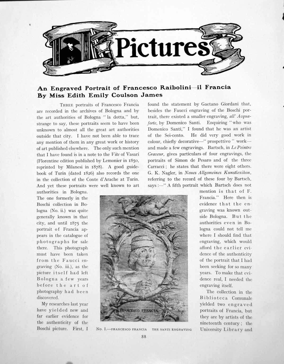 Old Vintage Print An Engraved Portrait Francesco RaiboliniPages 1923