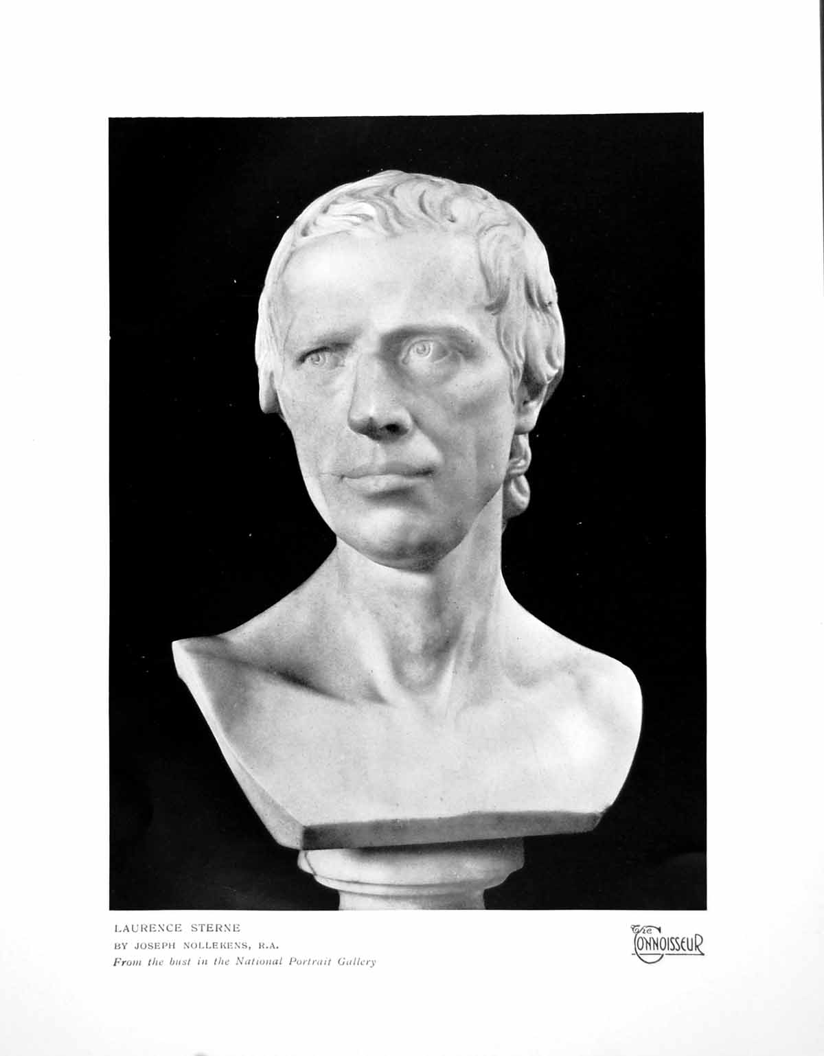 Antique Old Print Bust Lawrence Sterne Joseph Nollekens Nat Port Gallery 1923