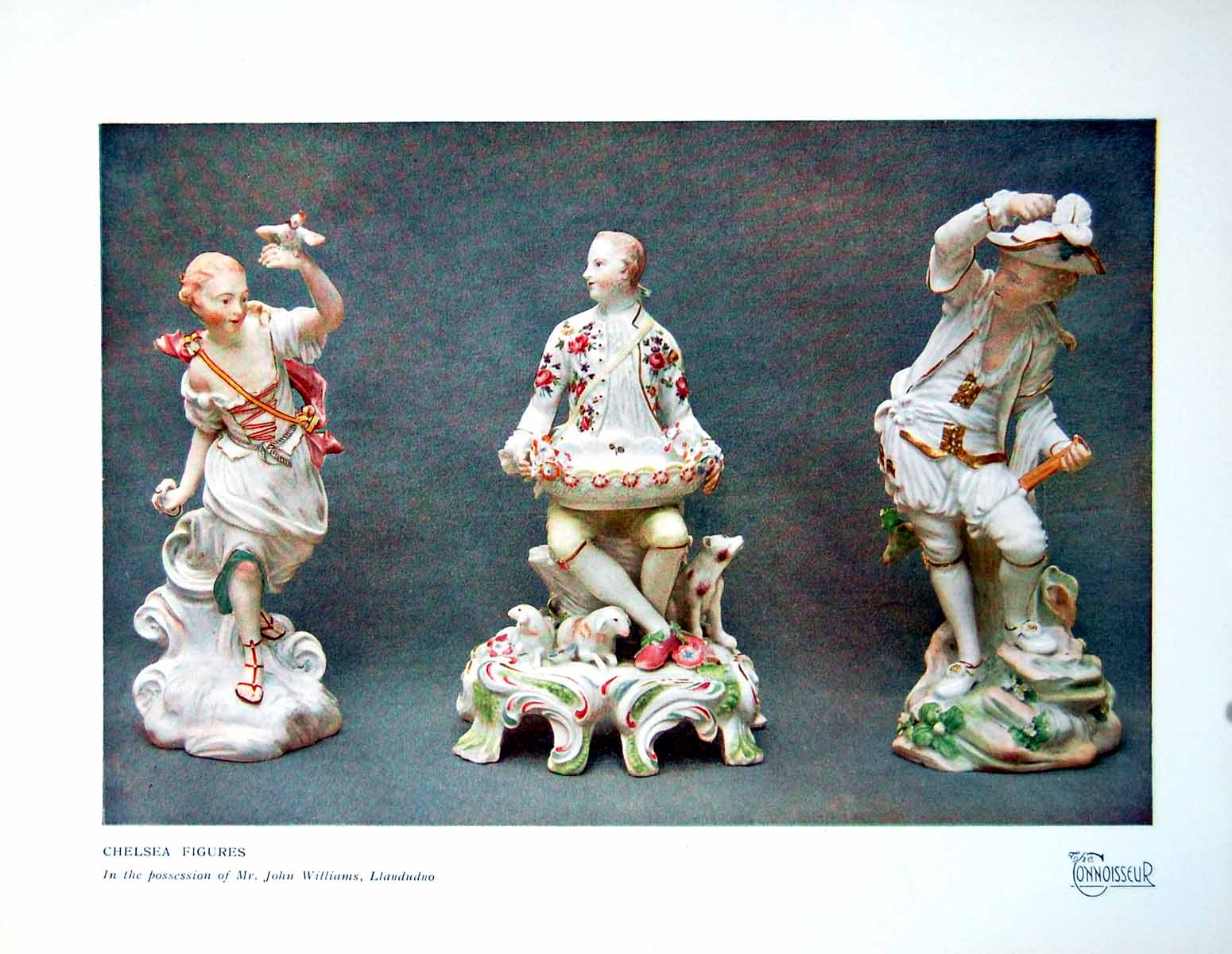 Old Vintage Print Chelsea Figures Possession Mr J Williams Llandudno 1923 20th
