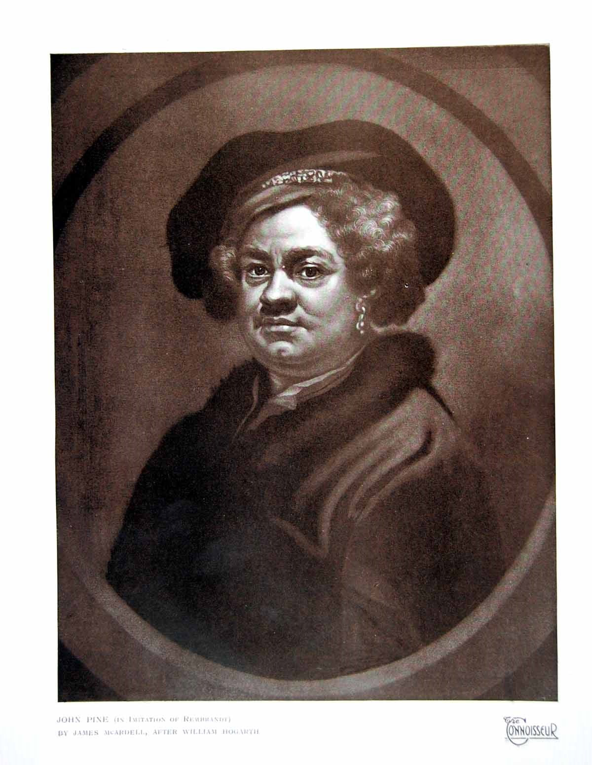 Old Vintage Print John Pine In Imitation Rembrandt By James Mcardell 1923 20th