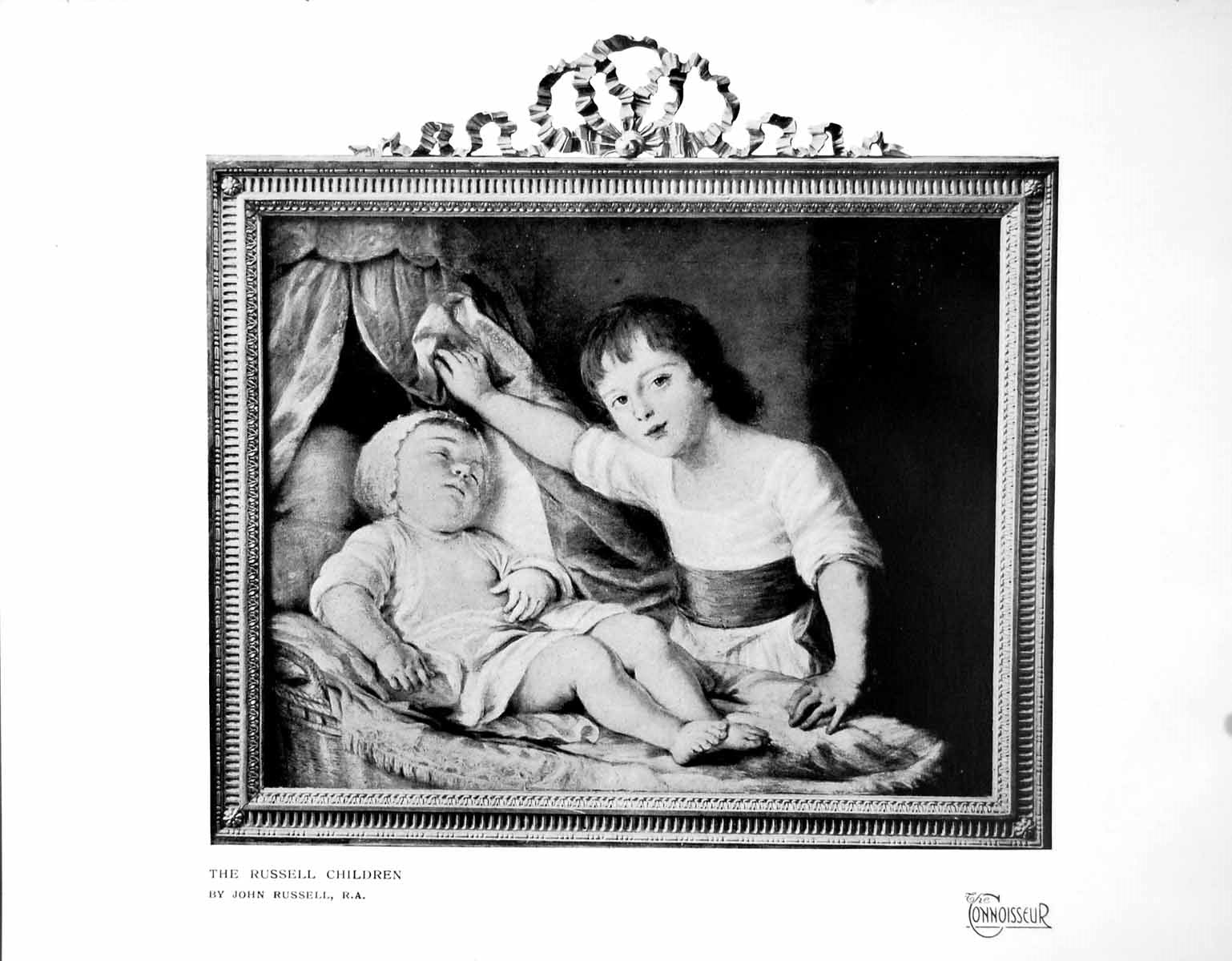 Original Old Vintage Print The Russell Children By John Russell R.A. 1923 20th