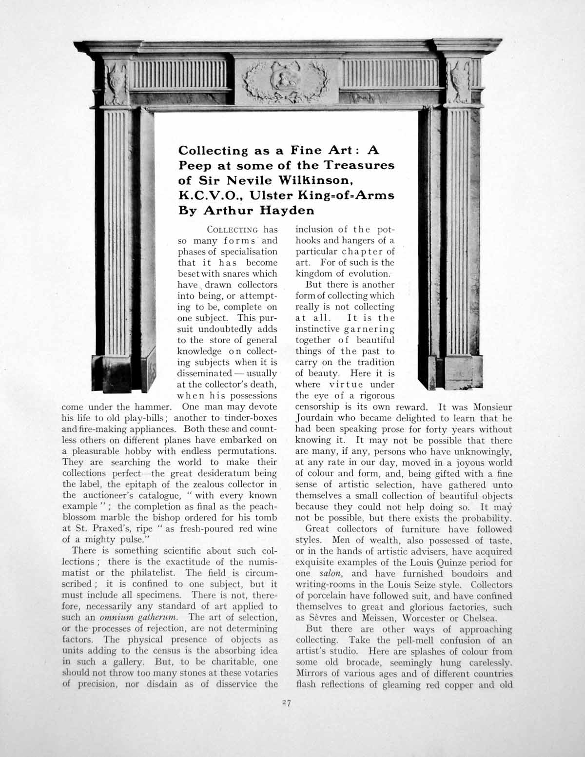 Old Collecting As Fine Art Some Treasure Sir N WilkinsonPages 1923