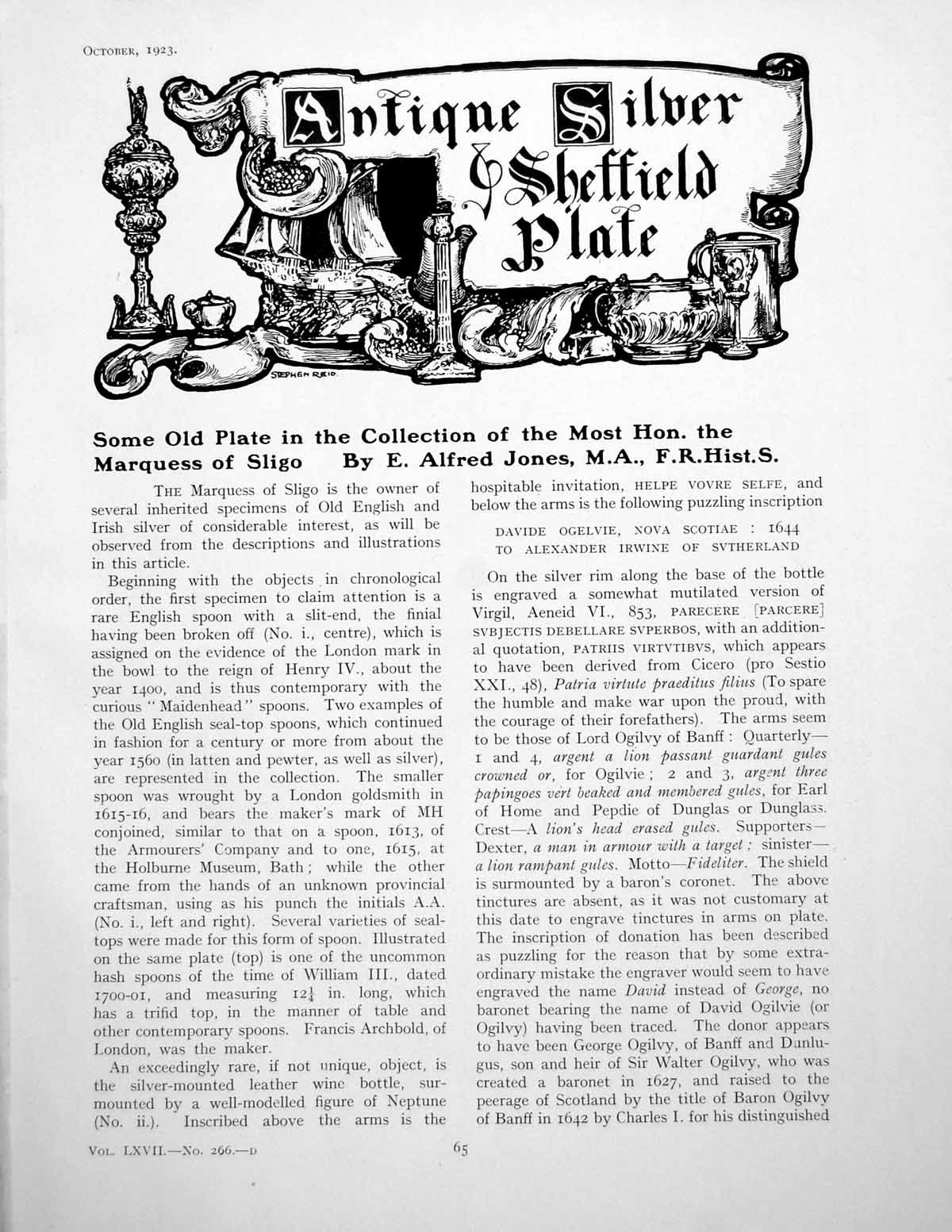Original Old Vintage Print Some Plate Collection Marquess SligoPages 1923