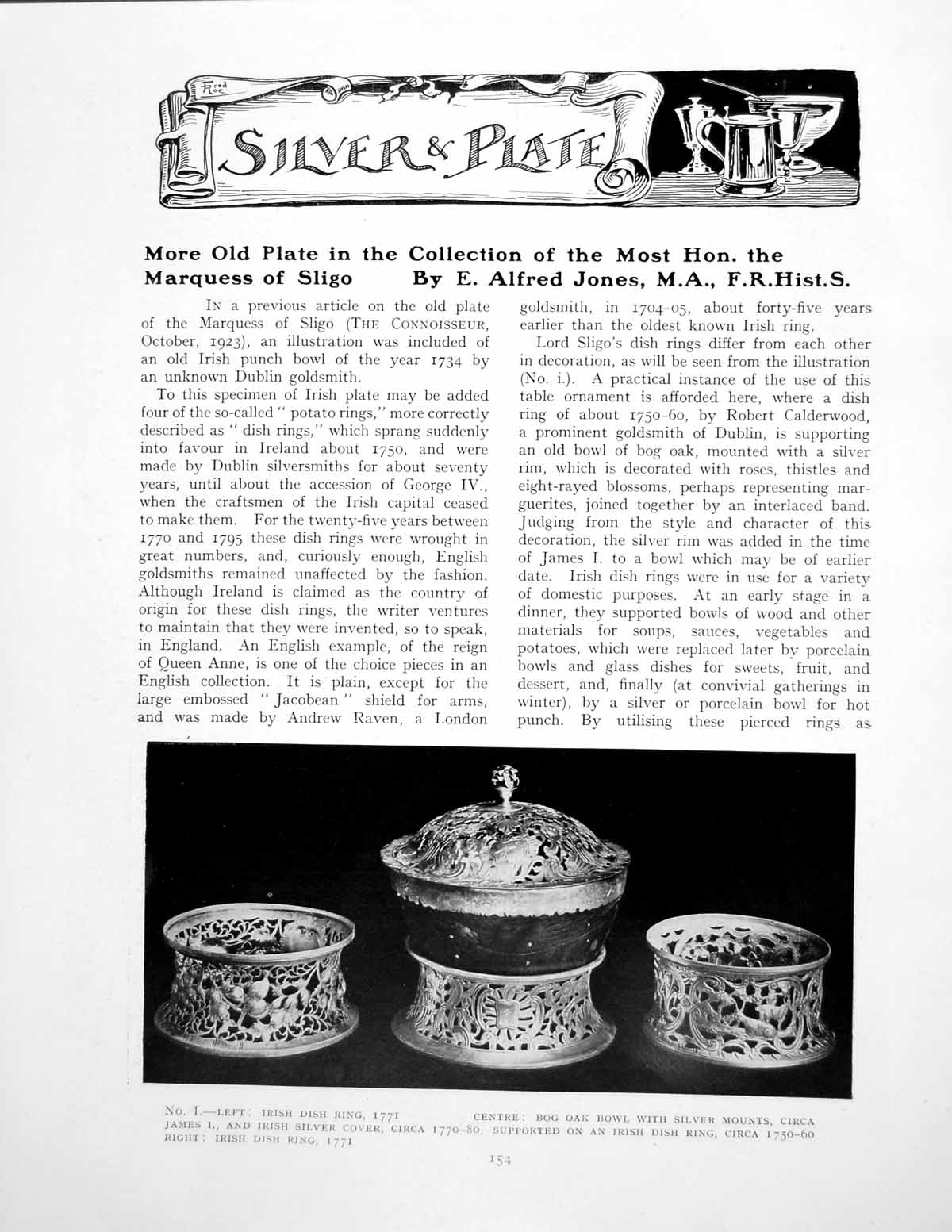 Antique Old Print More Plate Collection Most Hon. Marquess SligoPages 1923