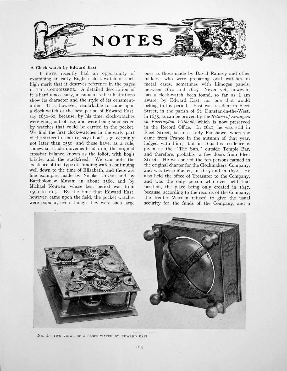 Antique Old Print Notes Clock-Watch Egyptian Chair Leg Bench EndPages 1923