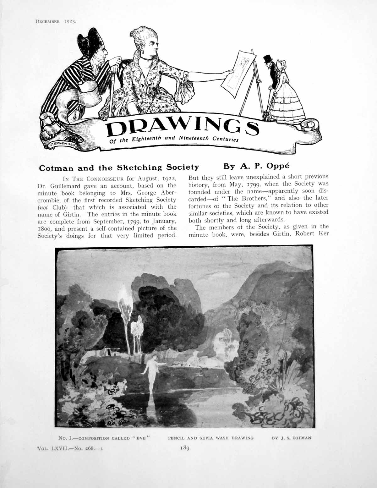 Original Old Vintage Print Cotman And The Sketching Society Js EvePages 1923