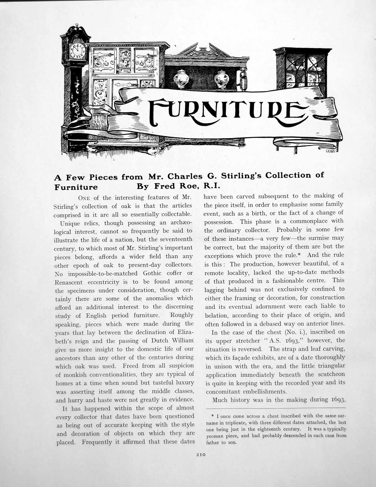 Antique Old Print Few Pieces Cg Stirling'S Collection FurniturePages 1923