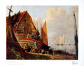 Antique Print Coast Scene By Alfred Stannard Sailboats On Shore Water 1923 20th