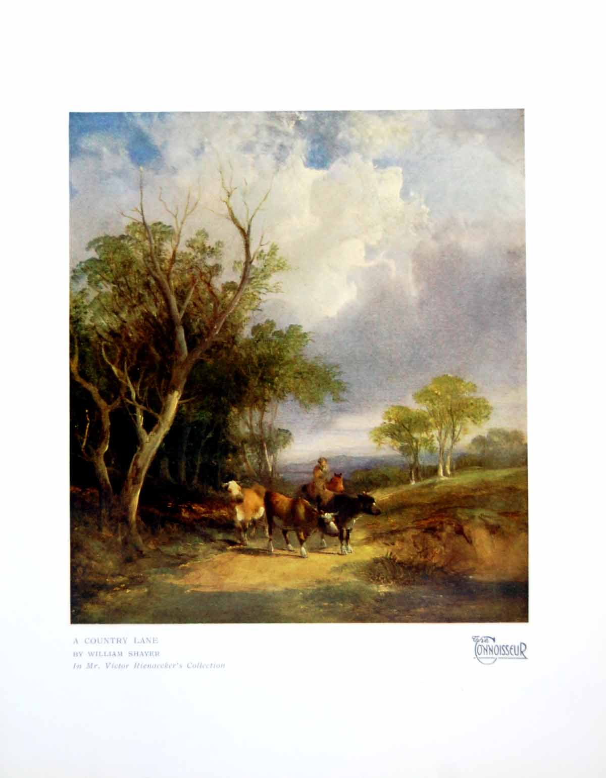 Antique Print A Country Lane By William Shayer Mr V Rienaecker'S Coll 1923 20th