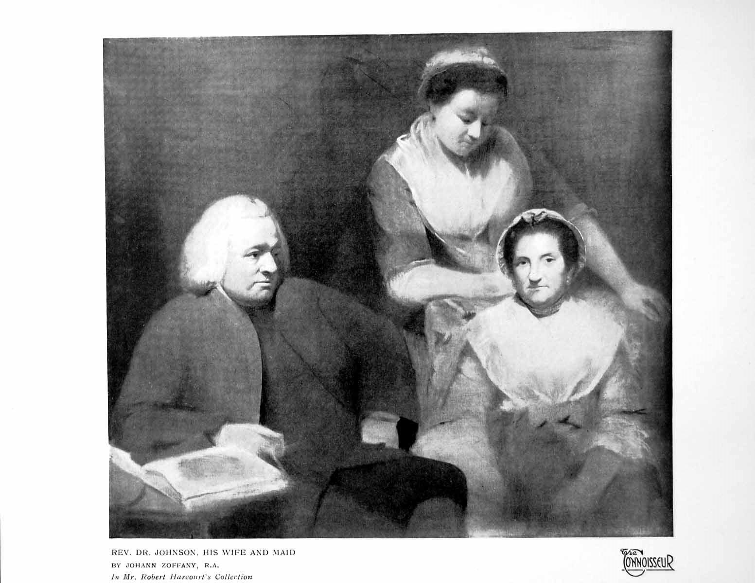 Antique Old Print Rev Dr Johnson His Wife And Maid By Johann Zoffany Rz 1923