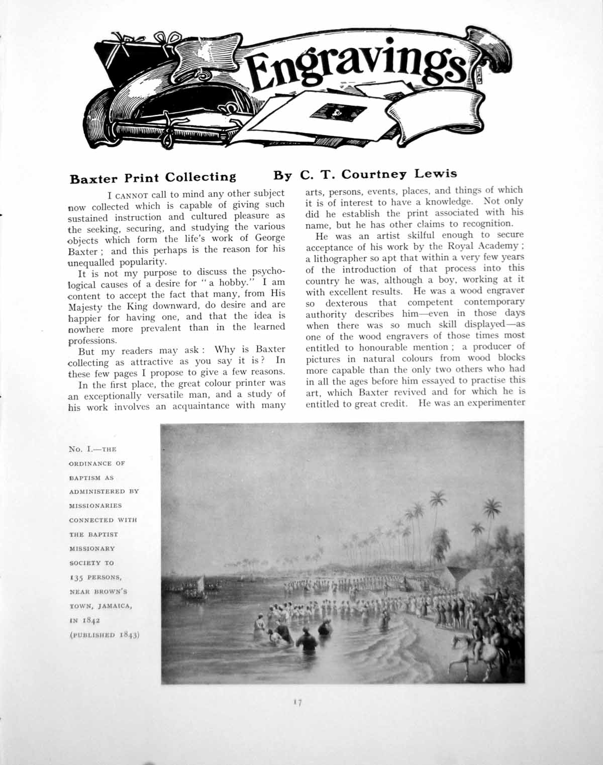 Antique Old Print Baxter Collecting Baptism Jamaica Her MajestyPages 1924 0