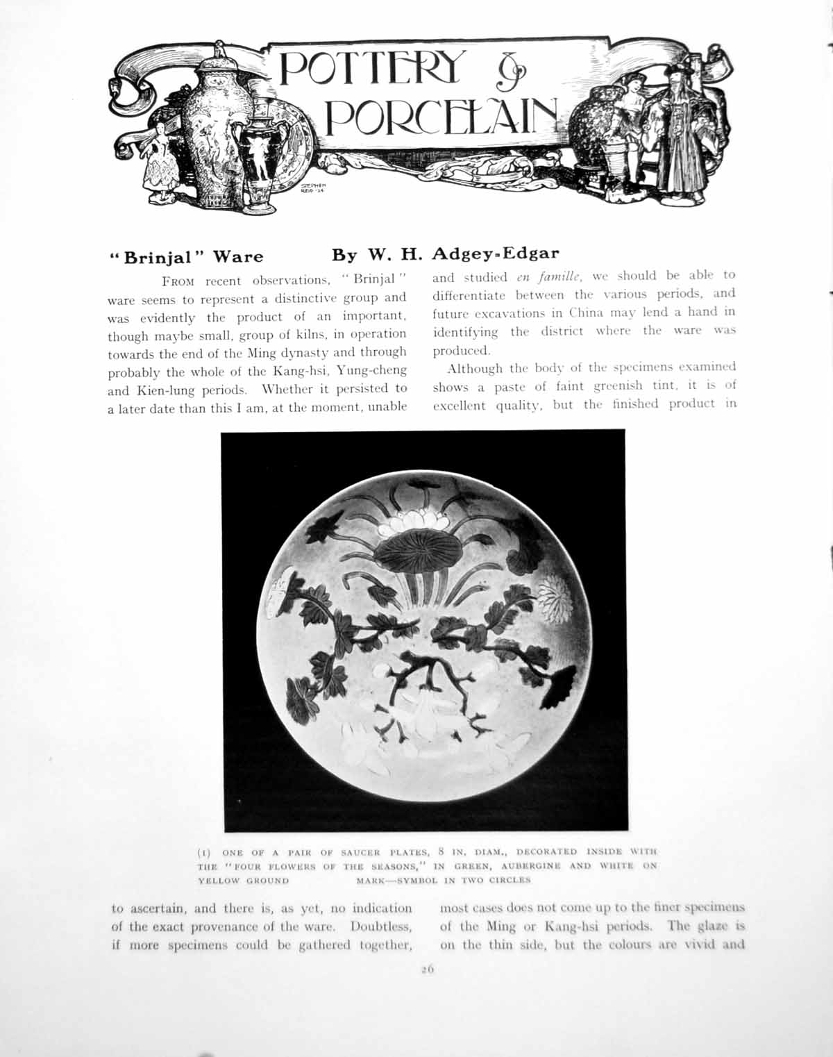 Antique Print Pottery And Porcelain Brinjal Ware Saucer PlatePages 1924 0