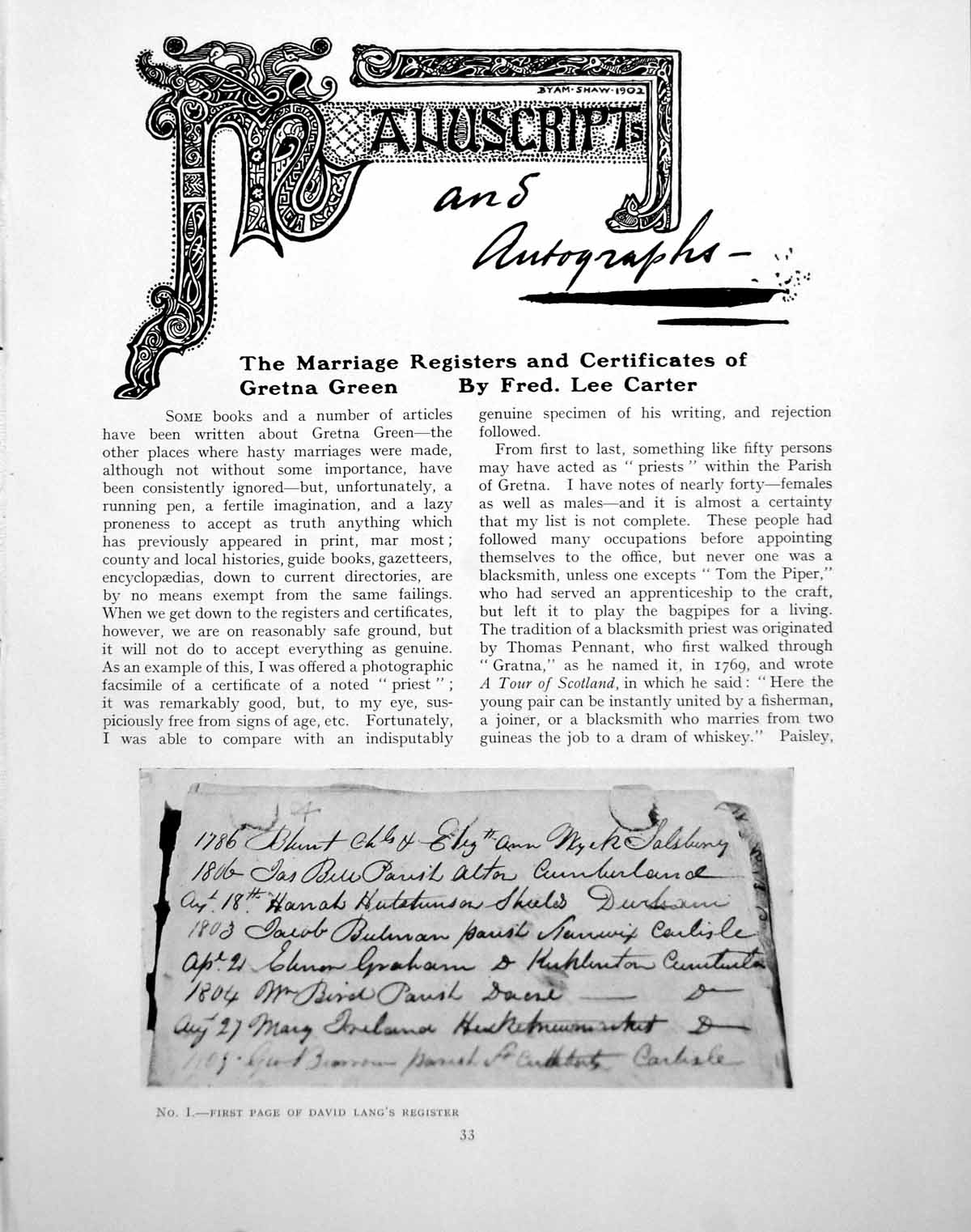 Antique Old Print Marriage Registers Certificates Gretna GreenPages 1924 0