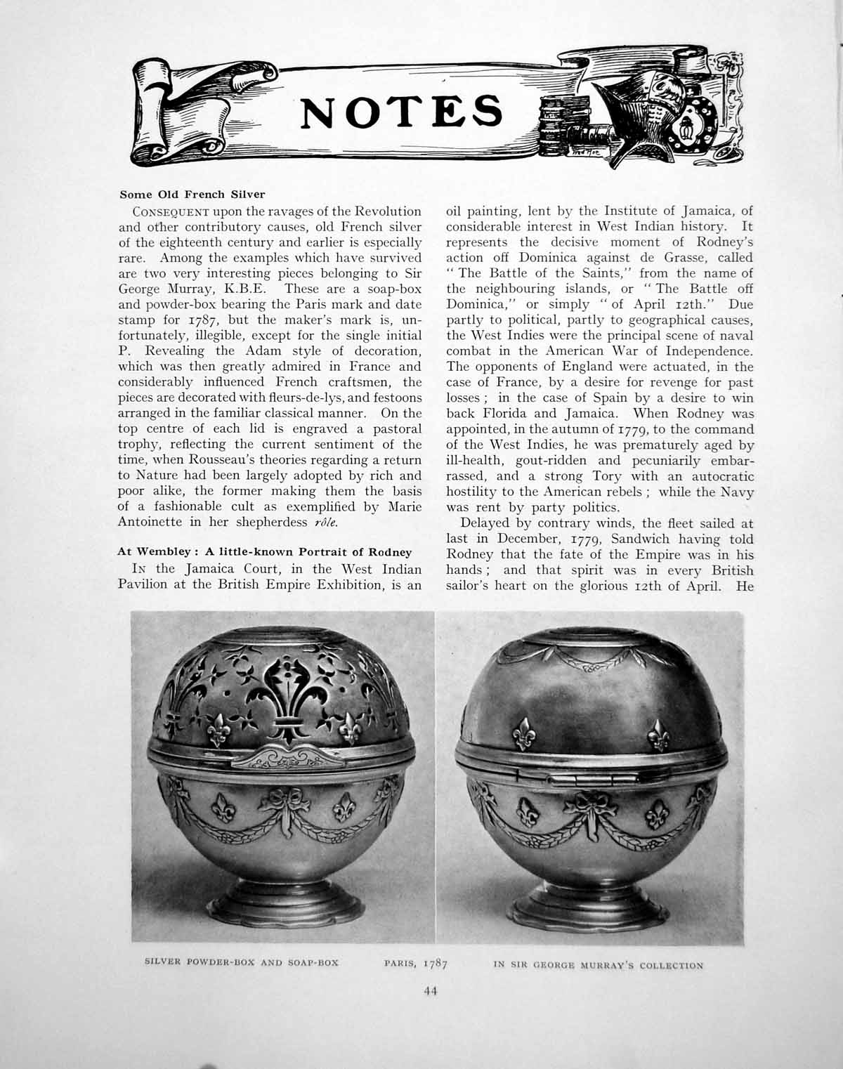 Original Old Vintage Print Some French Silver Powder Box Soap-BoxPages 1924 0