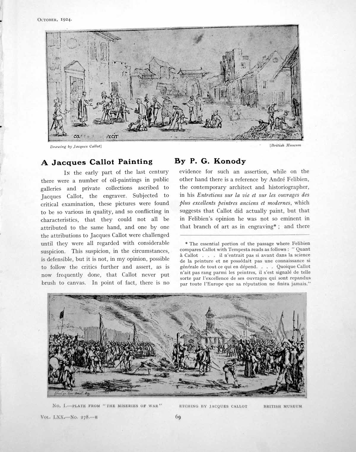 Antique Old Print Jacques Callot Painting Miseries War EtchingPages 1924 0