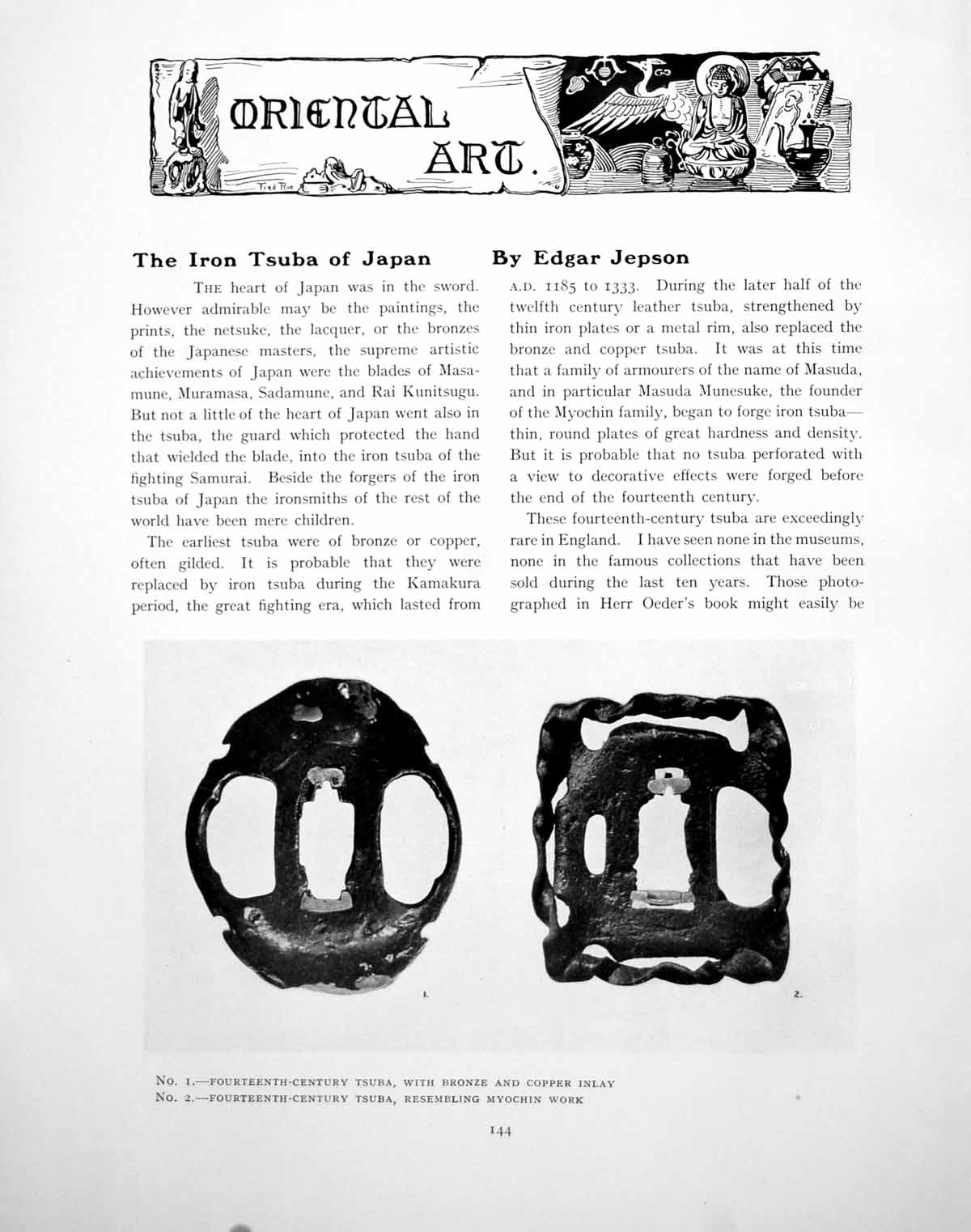 Old Print Iron Tsuba Japan Fourteenth-Century To NineteenthPages 1924