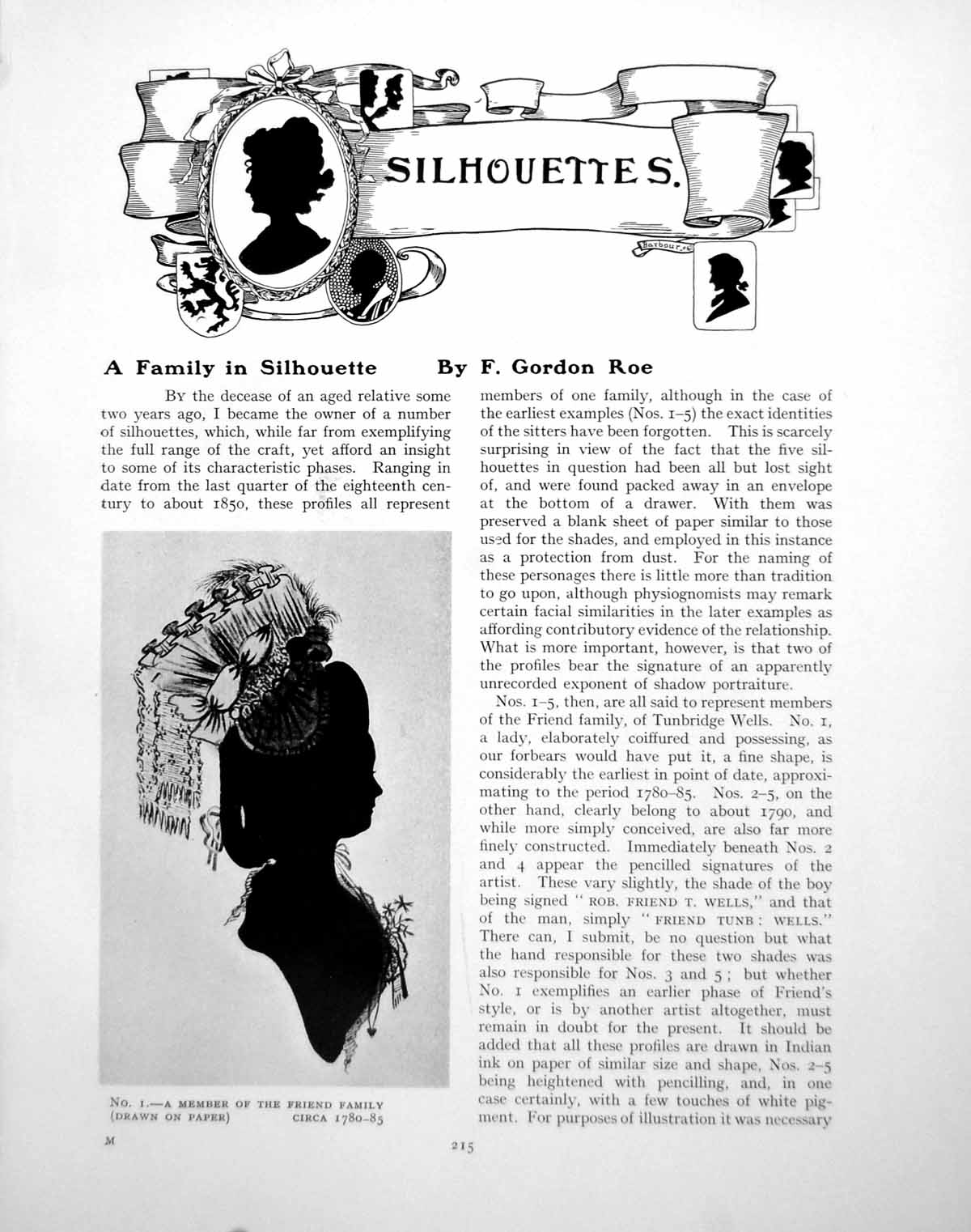 Old Family In Silhouette Friend Lady Lacy Hat Cs BunyonPages 1924