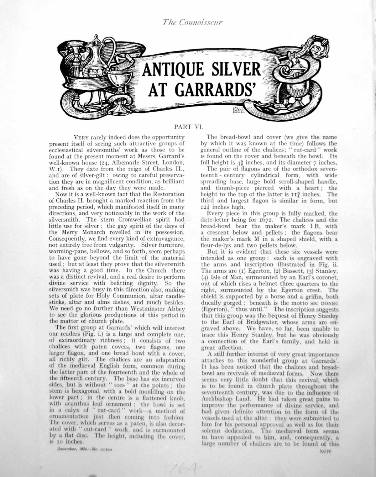 Old Vintage Print Silver At Garrards' Flagon Chalice BasinPages 1924