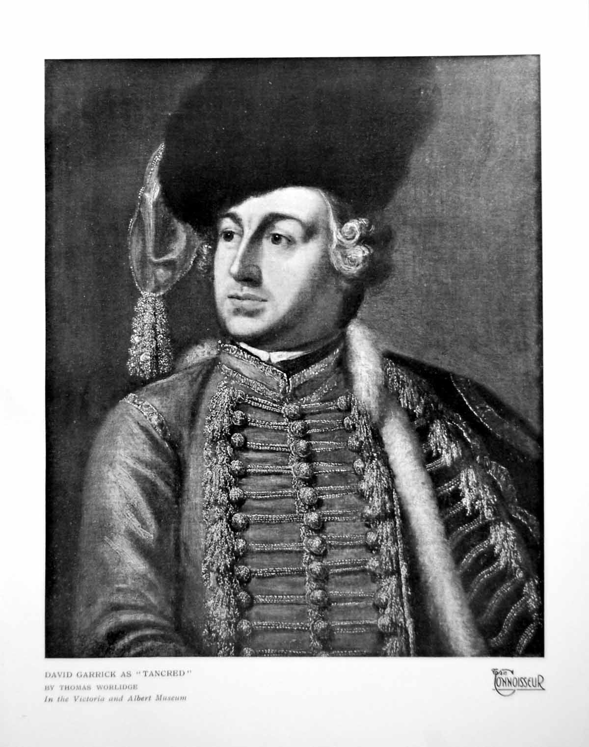 Antique Old Print David Garrick As Tancred Thomas Worlidge V&A Museum 1924 20th
