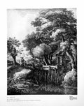 Antique Old Print Le Moulin Antoni Waterlo Mill Woodland Water People 1924 20th