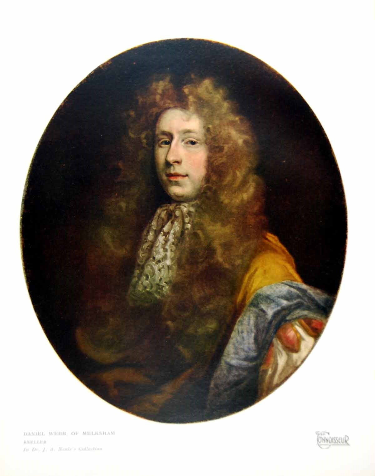Old Vintage Print Daniel Webb Melksham Kneller Portrait Lacy Cravat 1924 20th