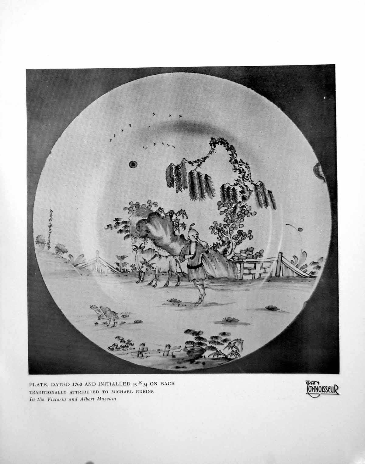 Old Plate Dated 1760 Initialled Bem On Back Attributed M Edkins 1924