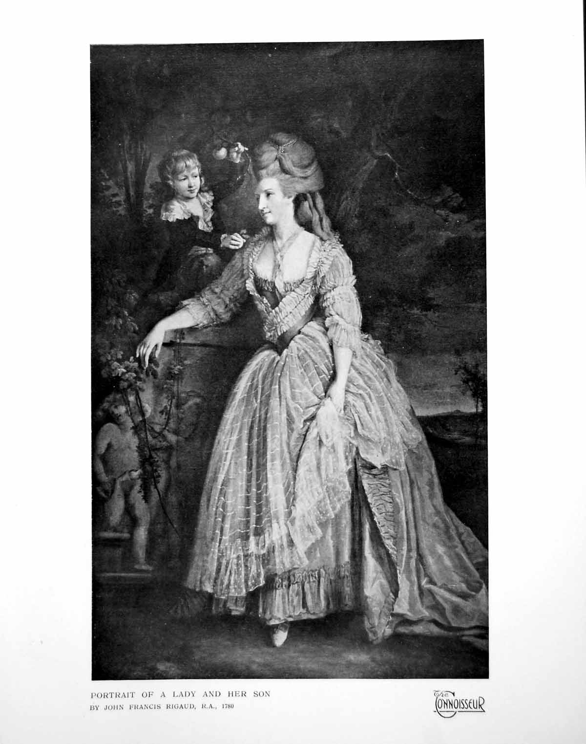Old Vintage Print Portrait Lady And Her Son John Francis Rigaud 1780 1924 18th